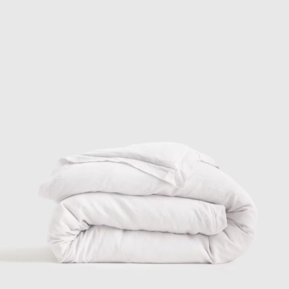 Quince White European Flax Linen Duvet Cover Full Queen Double Flange RETURN Q29